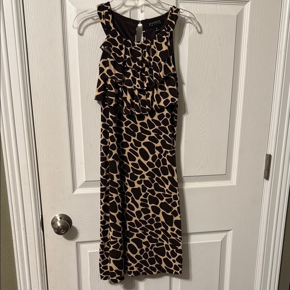 Express Cream and Brown Sheath Midi Dress for Cocktail - Picture 1 of 3
